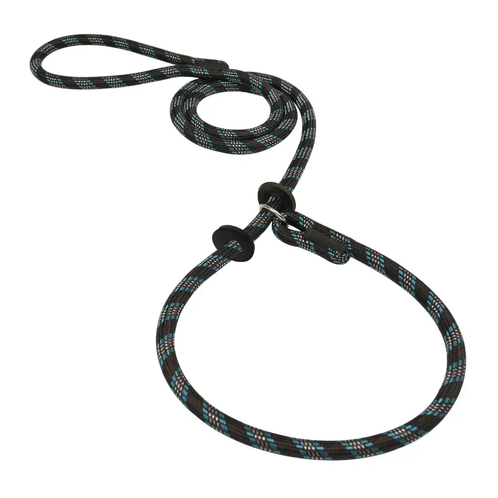 LAISSE LASSO MOUNTAIN avec stoppeurs 1,60M NOIRE/TURQUOISE
