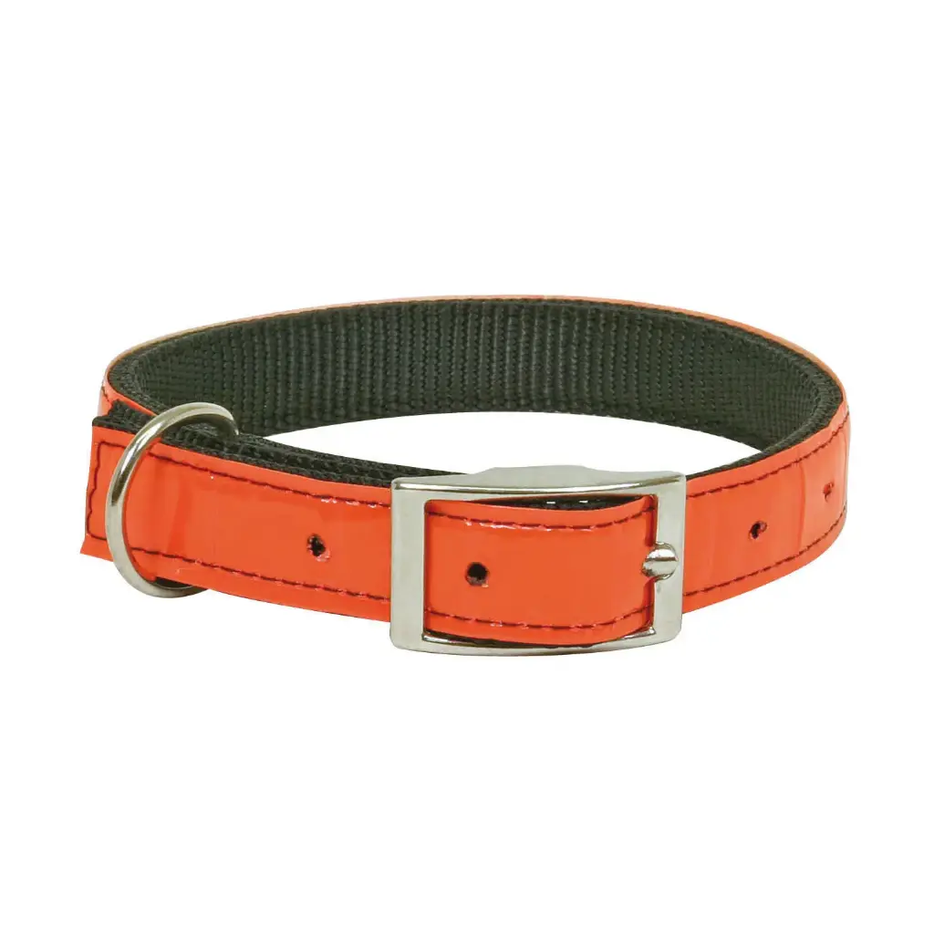 COLLIER RETRO REFLECHISSANT COUSU DOUBLE BOUCLE METAL ORANGE µ 'Fin de série'