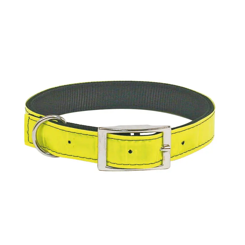 COLLIER RETRO REFLECHISSANT COUSU DOUBLE BOUCLE METAL JAUNE µ 'Fin de série'