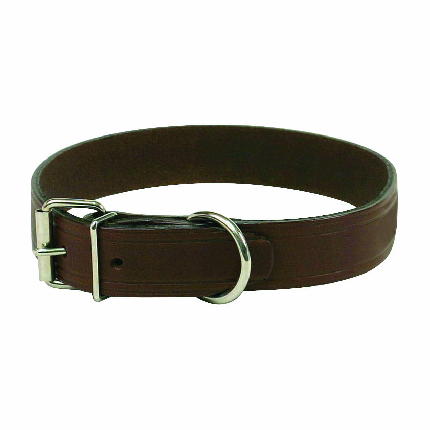 COLLIER CUIR RIVETÉ MARRON 