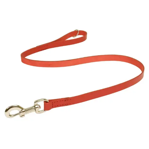 [111173] LAISSE CUIR COUSUE 1m x 16mm ROUGE µ 'Fin de série'