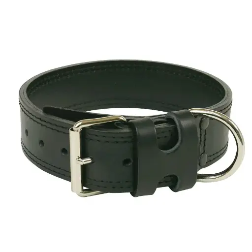 COLLIER CUIR DOUBLÉ NOIR
