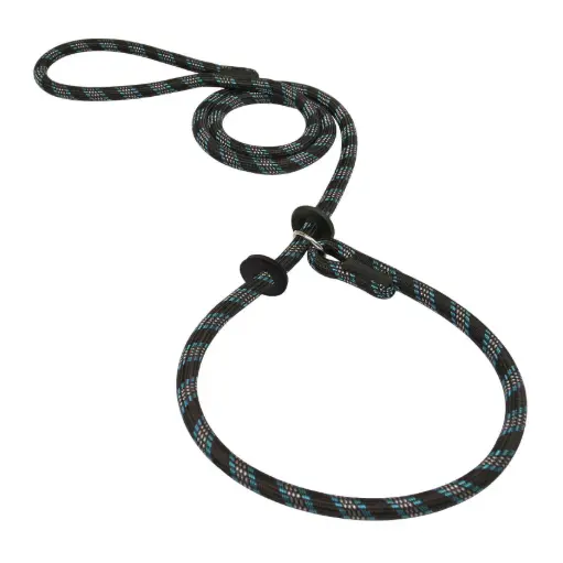 [100611] LAISSE LASSO MOUNTAIN avec stoppeurs 1,50M NOIRE/TURQUOISE