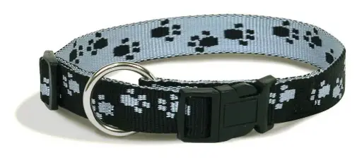 COLLIER REGLABLE NOIR PATTE BLEU µ 'Fin de série'